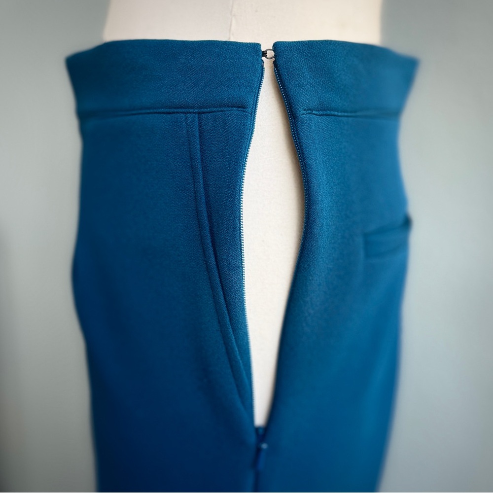 Safiyaa Turquoise Blue Wide Leg Trousers Size 6 38 UK 10 Stretch Flat Front Pant - Picture 11 of 17